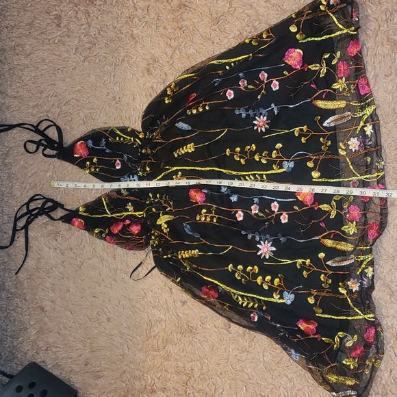 MOD Floral Embroidery mesh overlay Tie strap cami Summer Dress - Picture 10 of 10